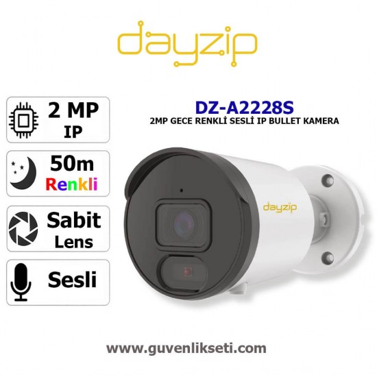 Dayzip DZ-A2228S 2MP gece renkli sesli IP bullet güvenlik kamerası